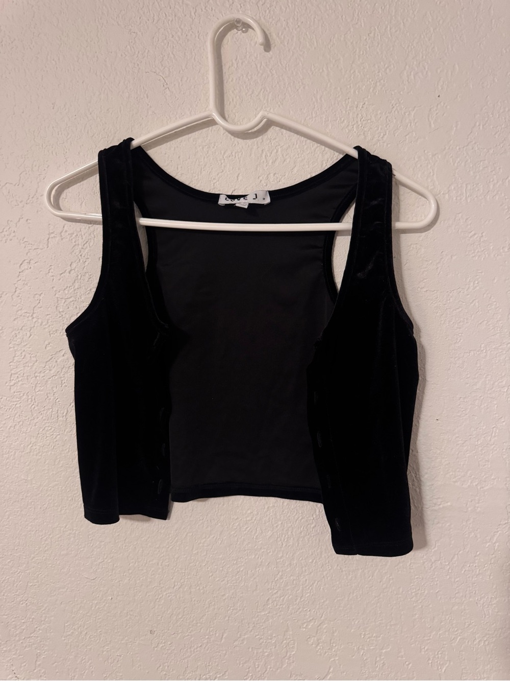 Love Black Velvet Cropped Tank